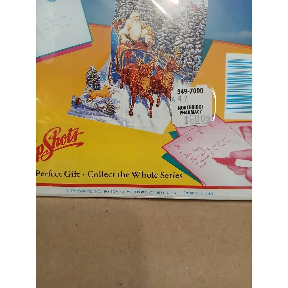 Vintage PopShots Through The Woods Pop Up Greeting Card Santa Sleigh Christmas